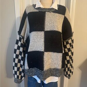 FA Black and Cream Checkered Sweater